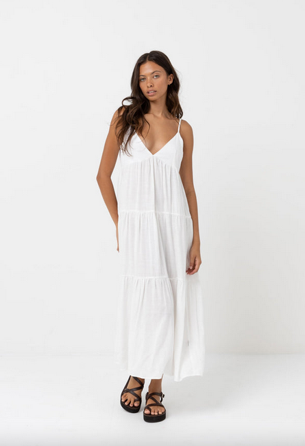 Classic Tiered Midi Dress - White