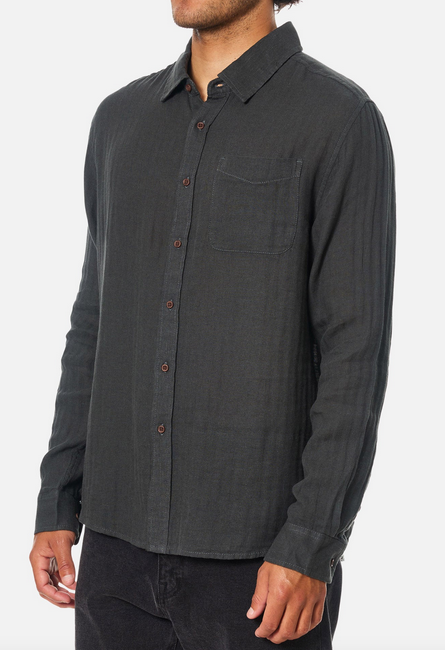 Alan Solid Long Sleeve Shirt - Black Wash