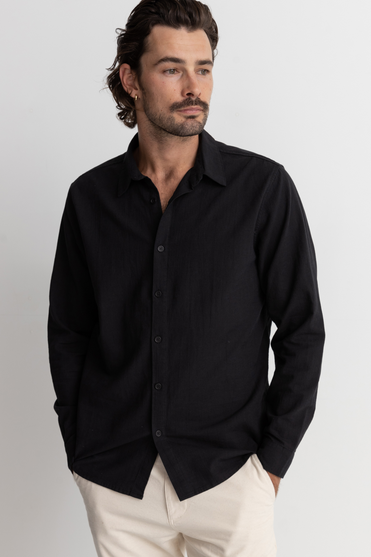 Classic Linin Long Sleeve Shirt - Black