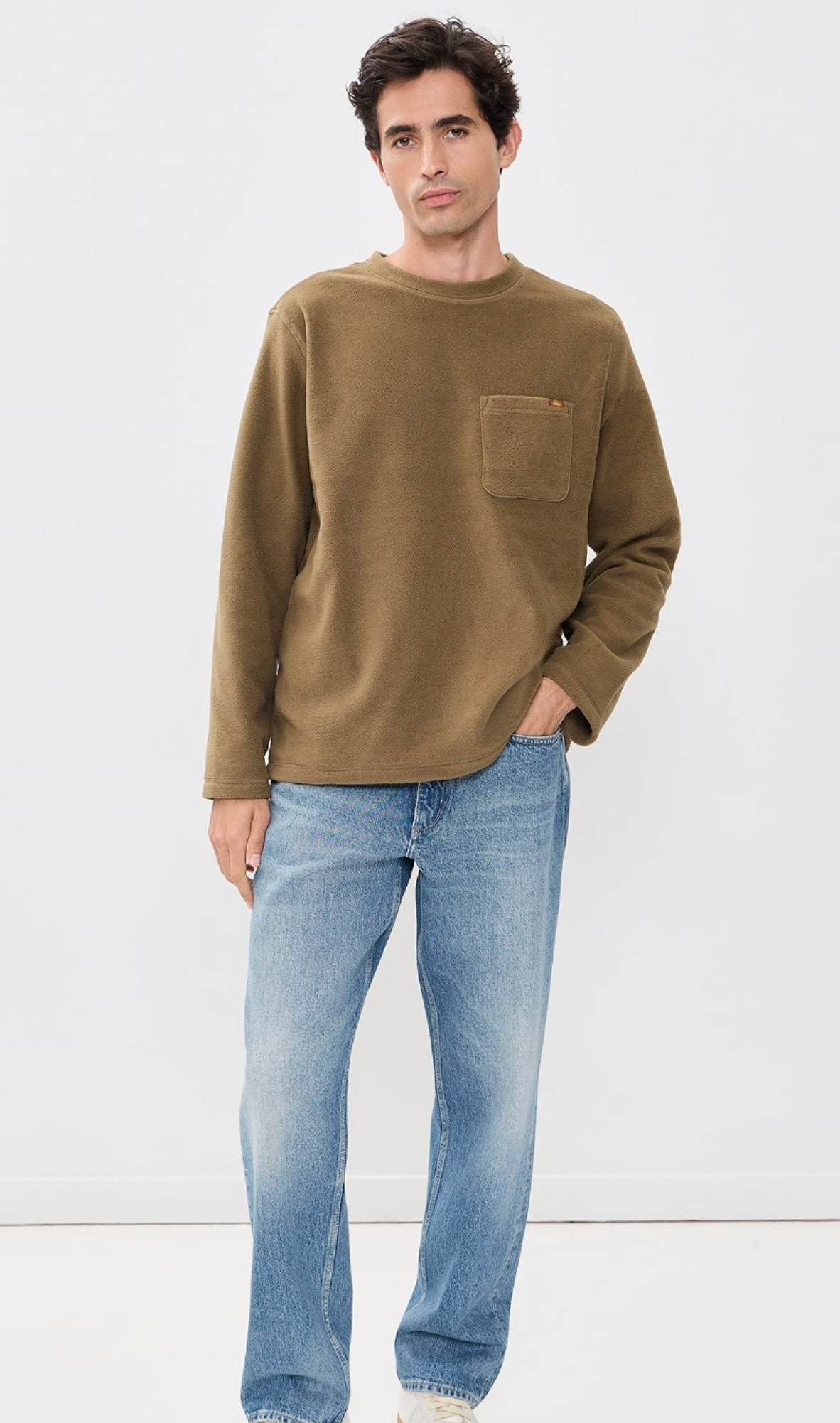 Rhythm Mens Sweatshirt Awake Polar Fleece - Camel