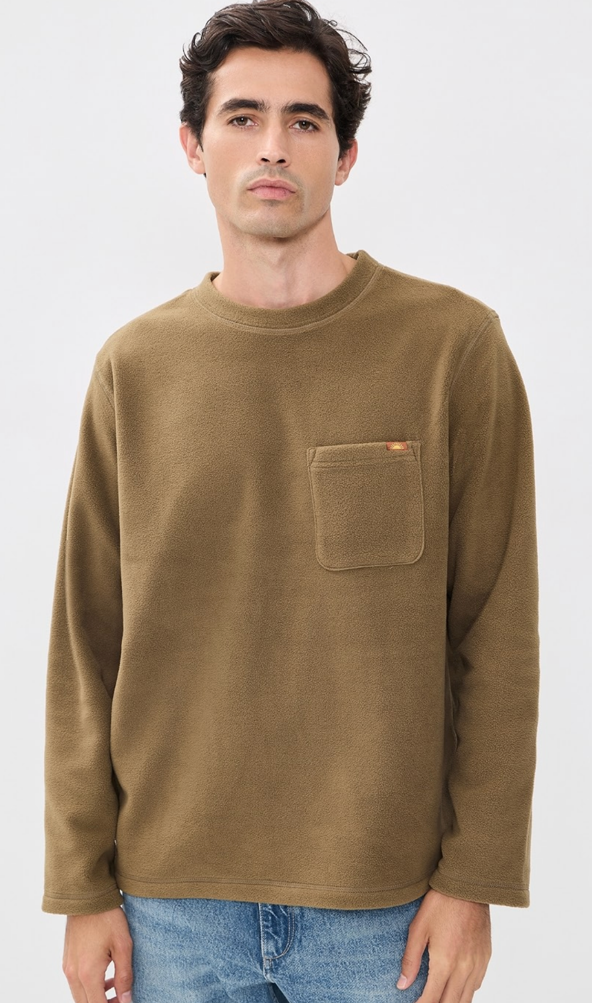 Rhythm Mens Sweatshirt Awake Polar Fleece - Camel