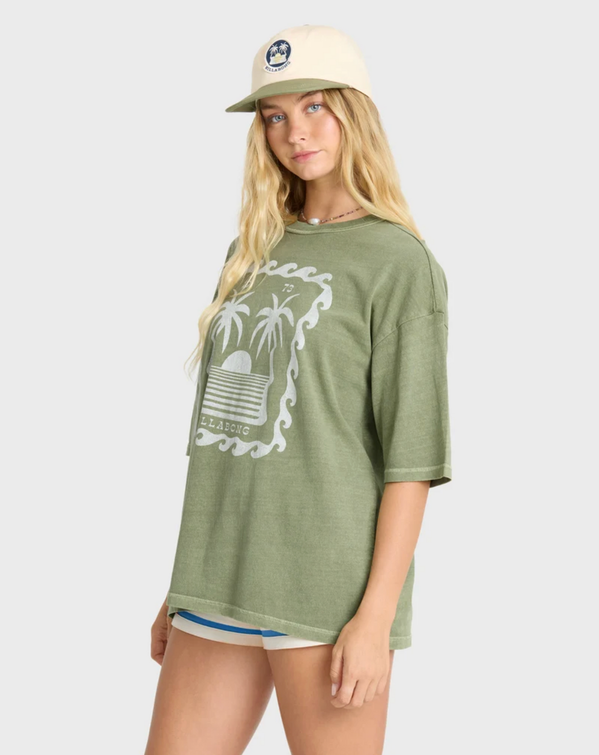 Wave Stamp Short Sleeve Cotton T-Shirt - Army Green