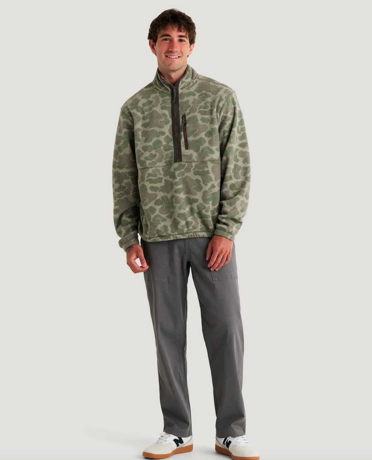 Men's Ashridge Fleece Half Zip - Vintage Camo Oil Green