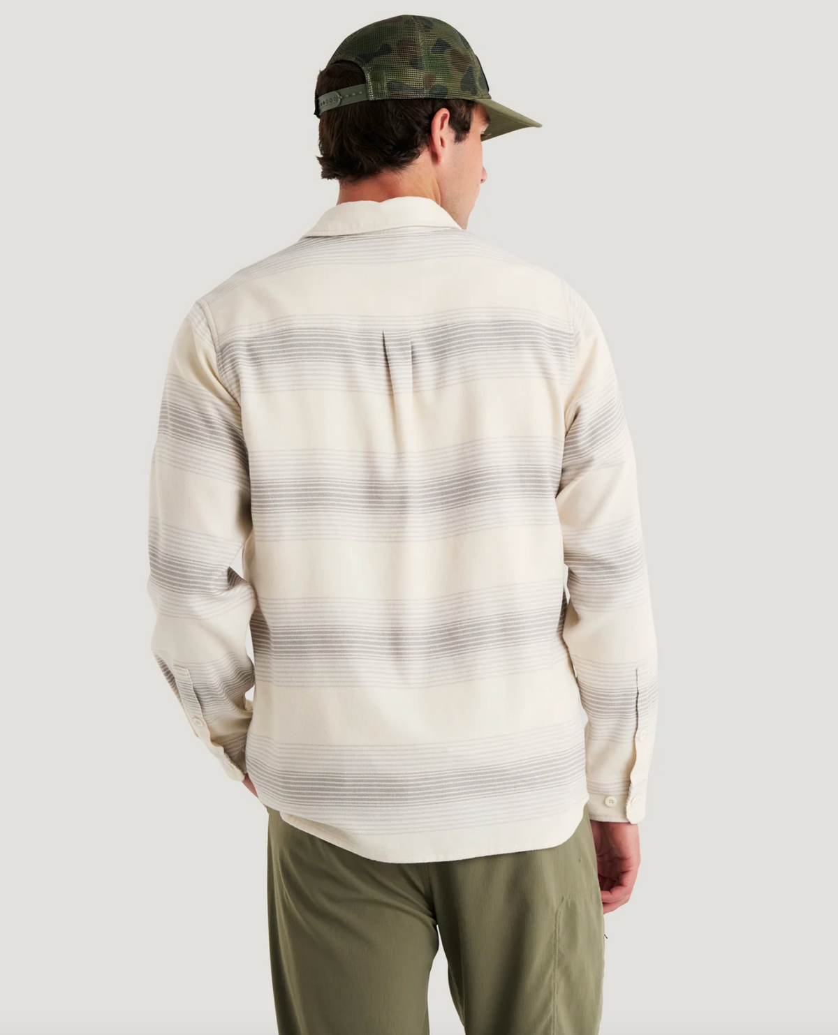 Men's Seawool Flannel Shirt - Ombre Stripe Birch