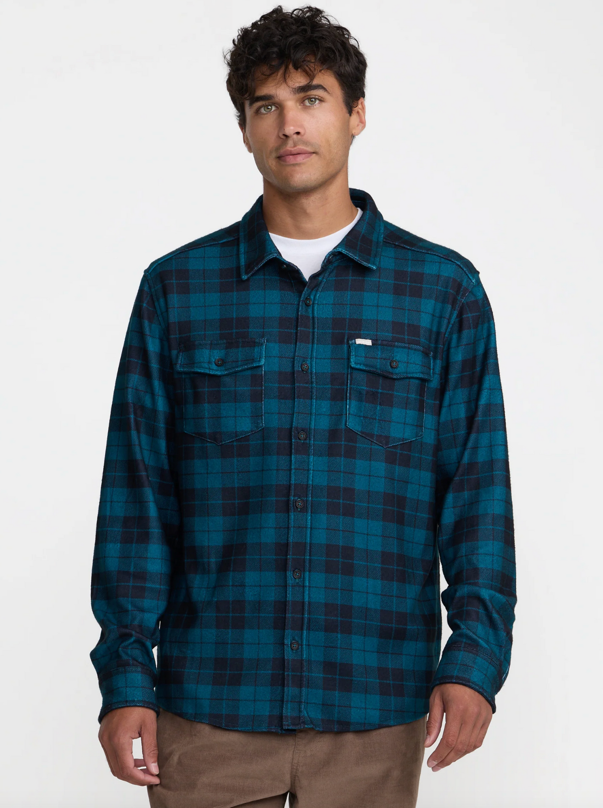 VAcancy Flannel Long Sleeve Shirt - RVCA Black
