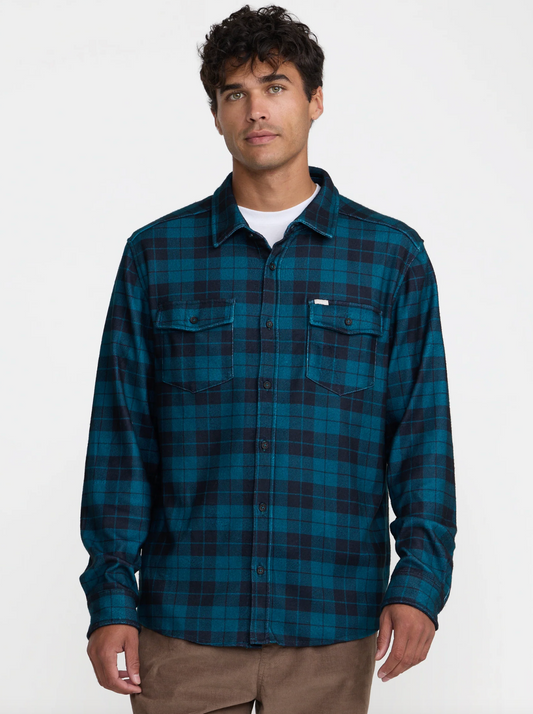 VAcancy Flannel Long Sleeve Shirt - RVCA Black