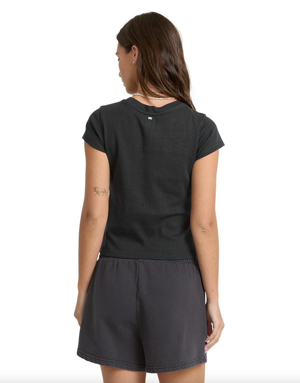 Just For You Solid Ss Tee - Black Sands