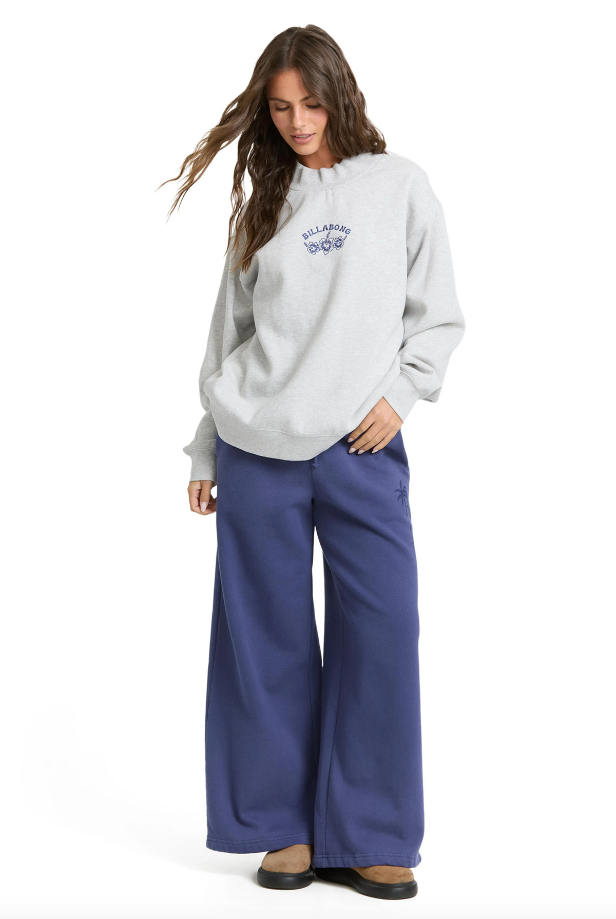 KOA Mock Neck Embroidered Sweatshirt - Heather Gray