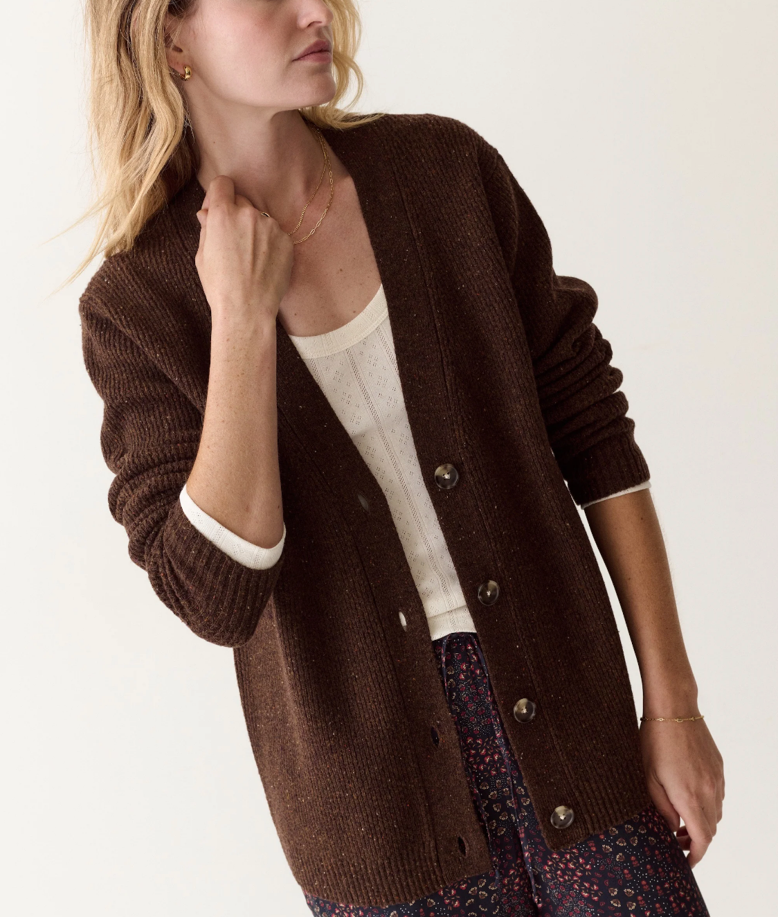 Merino Boyfriend Cardigan - Timber