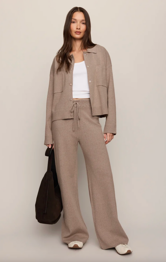 Take It Easy Wide Leg Sweater Pant - Heather Ash