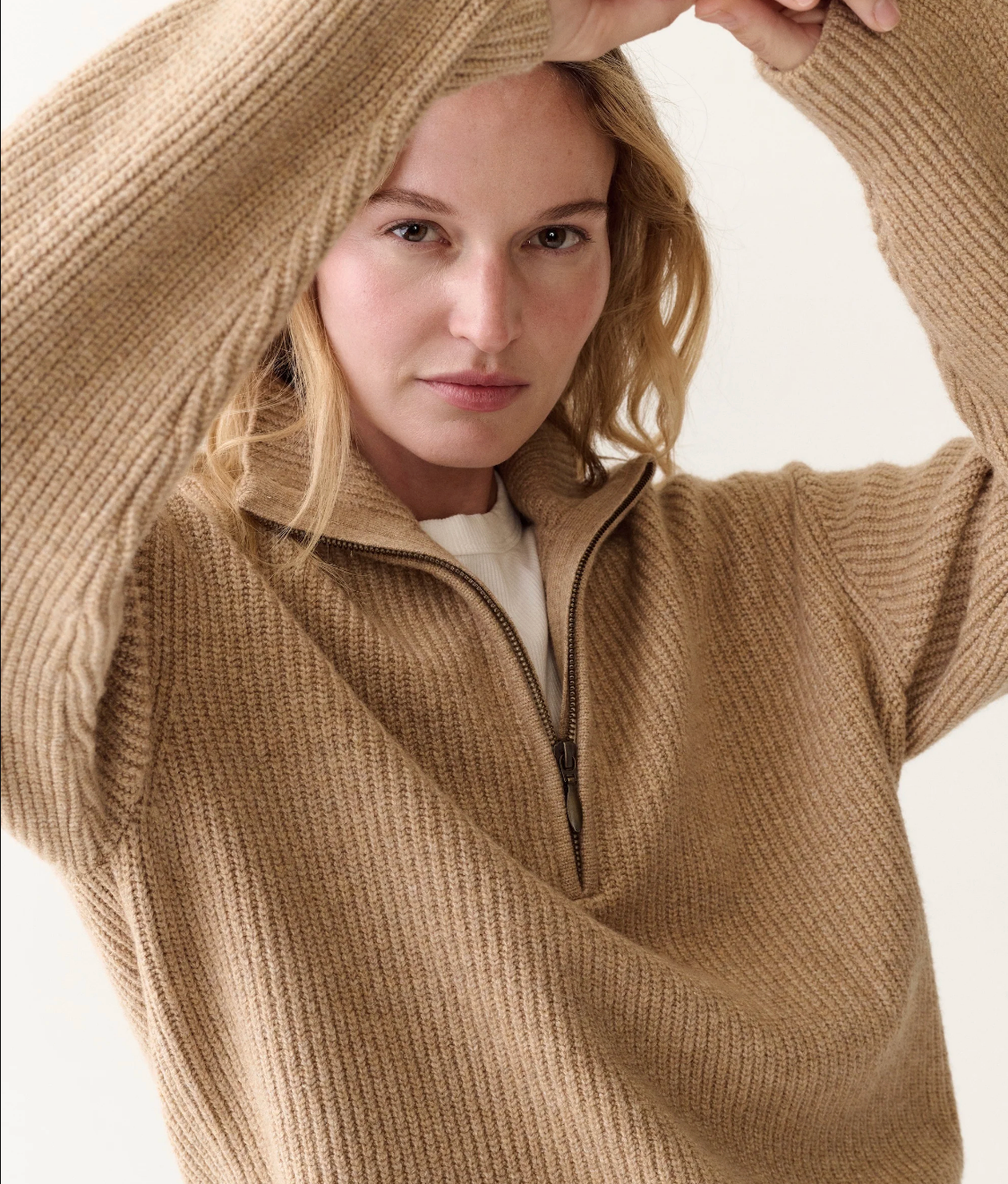 Chalet Quarter Zip Sweater - Camel