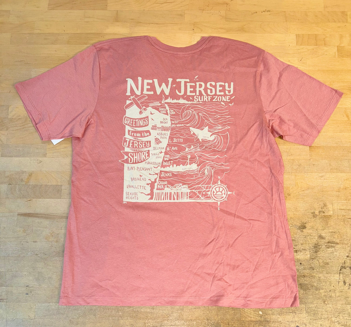 Grog's Womens NJ Map Tee - Dusty Rose