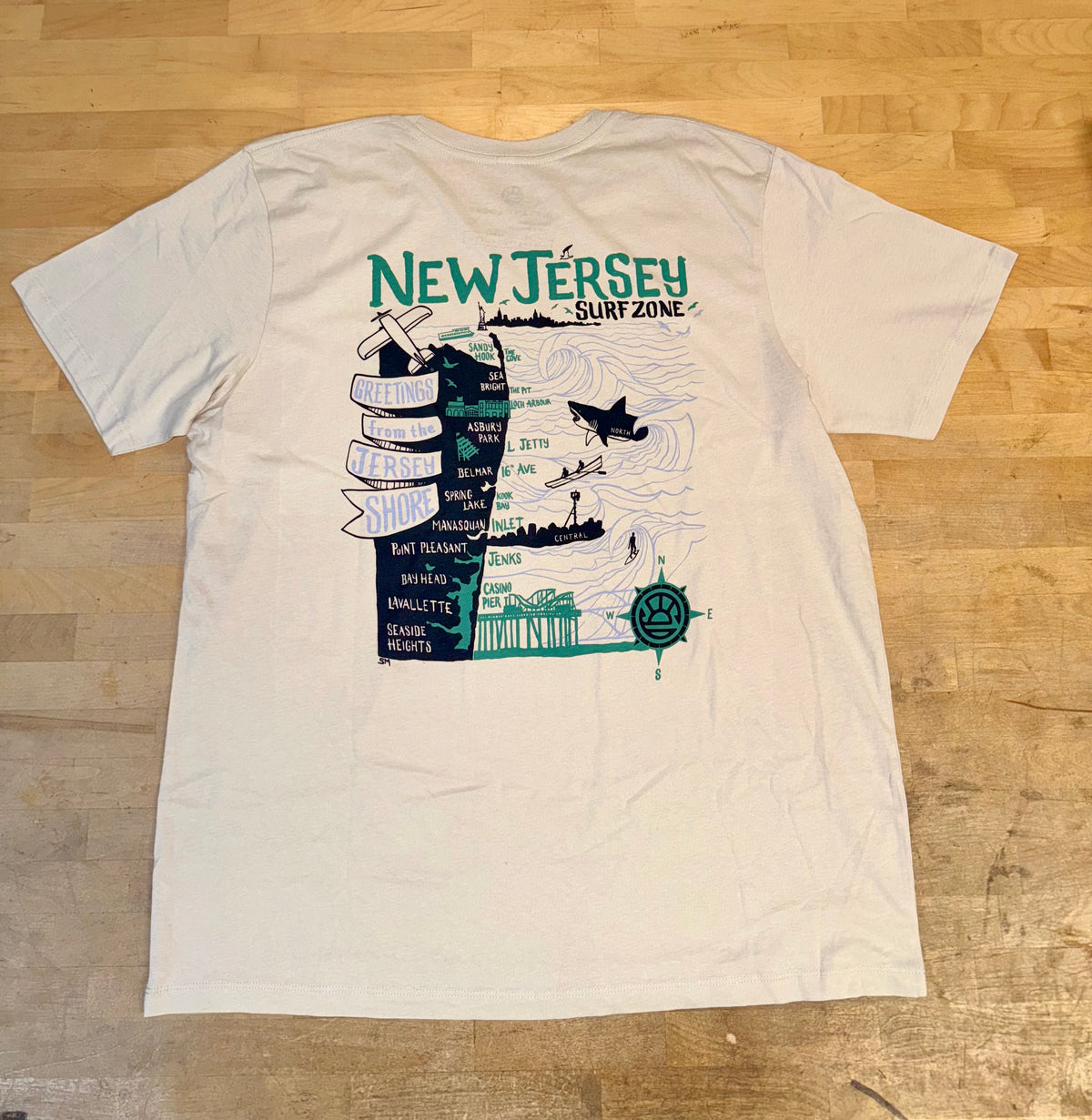 Grog's Womens NJ Map Tee - Bone