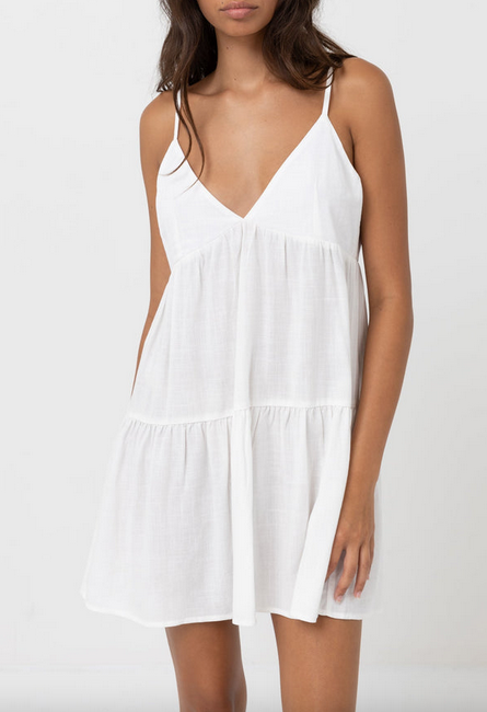 Classic Tiered Mini Dress - White