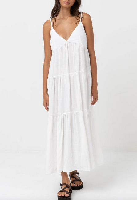 Classic Tiered Midi Dress - White