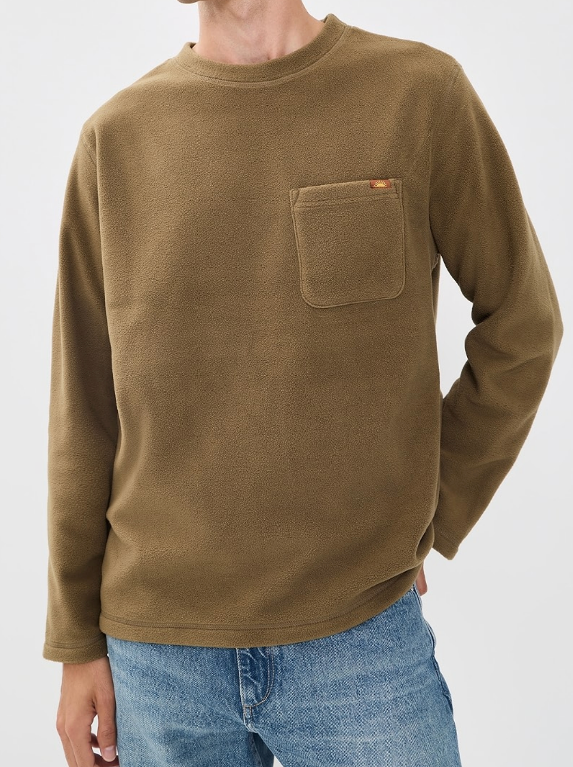 Rhythm Mens Sweatshirt Awake Polar Fleece - Camel