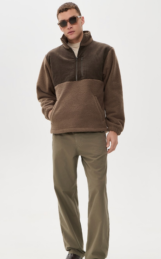 Rhythm Mens Sweatshirt Stables Half Zip - Taupe