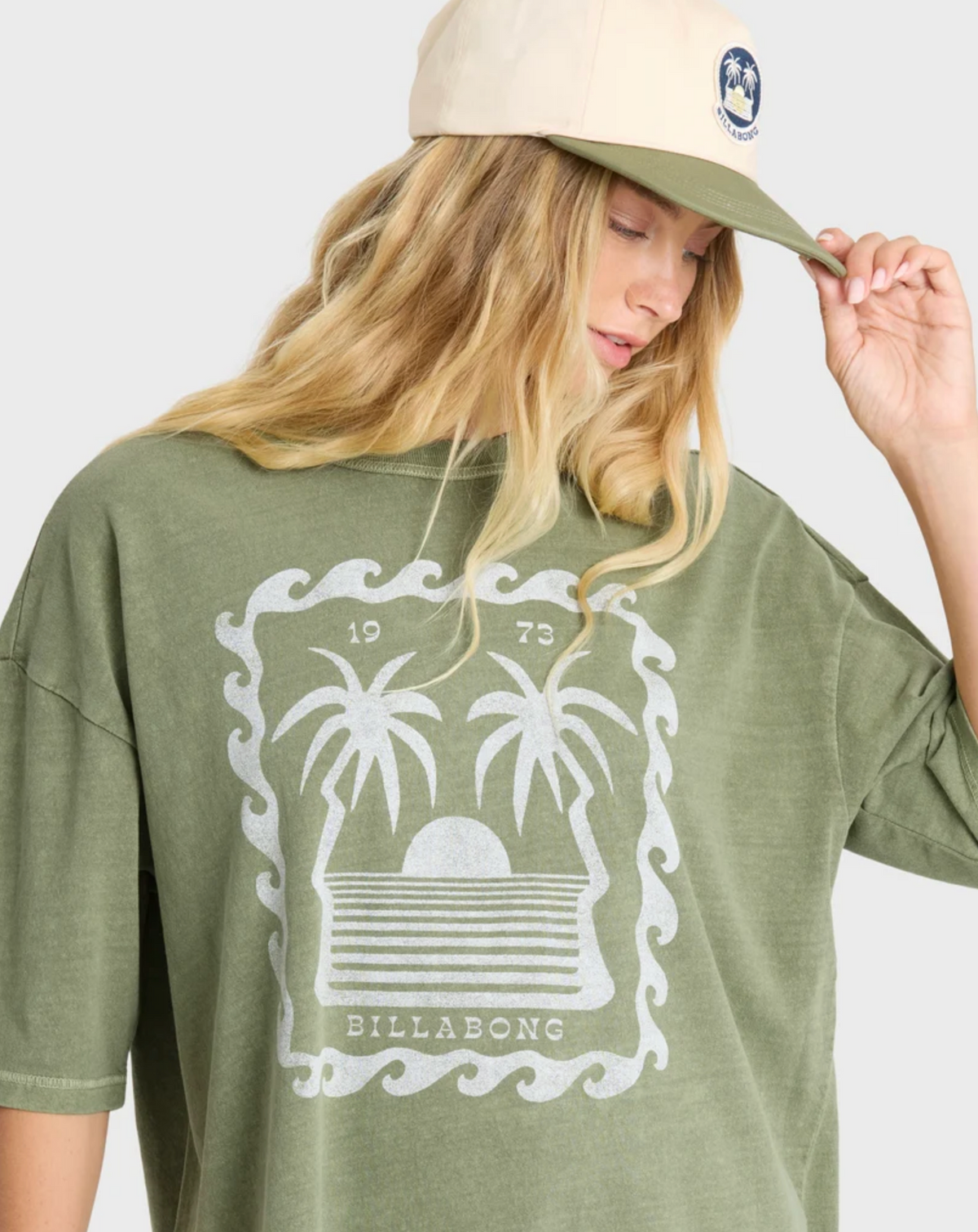 Wave Stamp Short Sleeve Cotton T-Shirt - Army Green