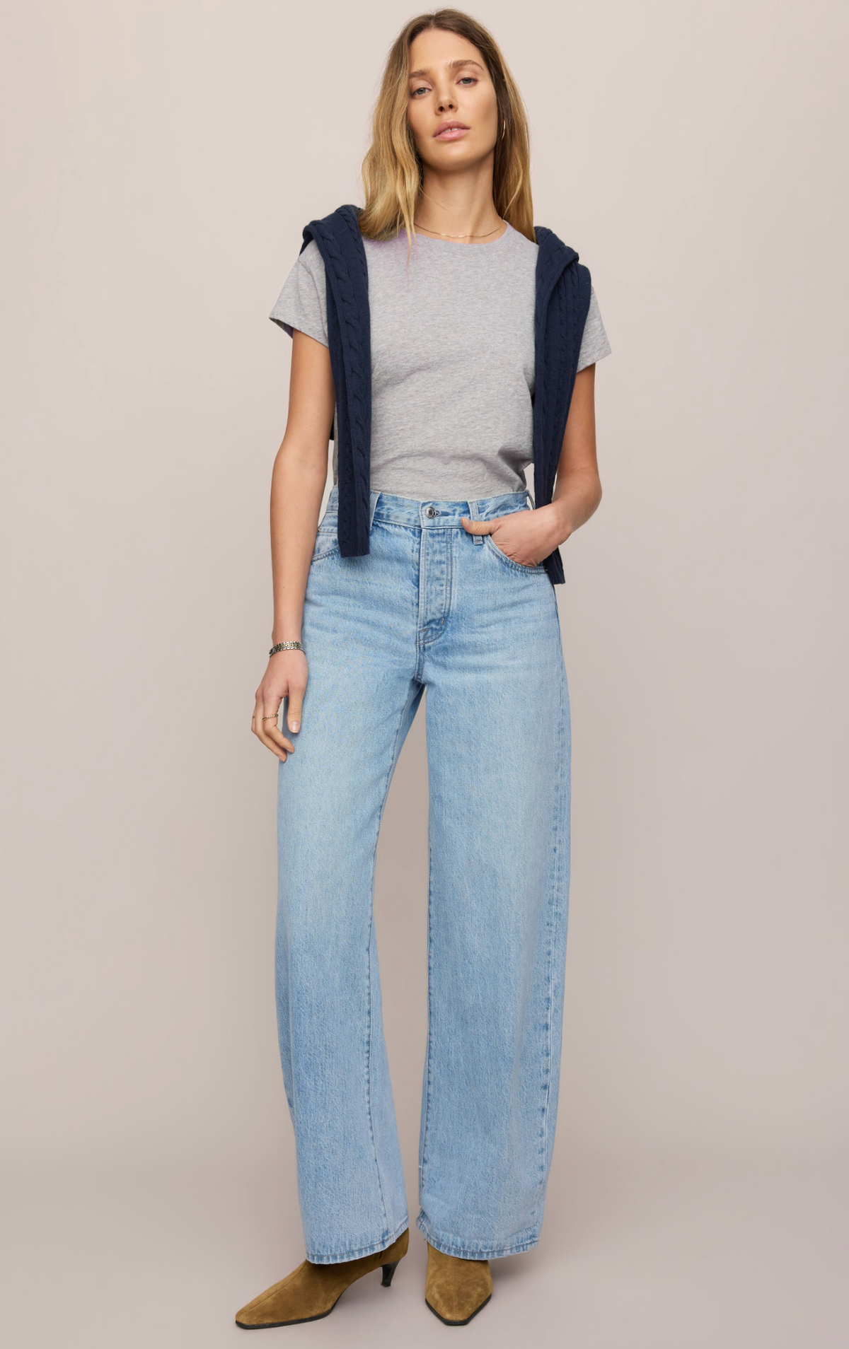 The Show Off High-Rise Bowed Denim - Indigo Bloom