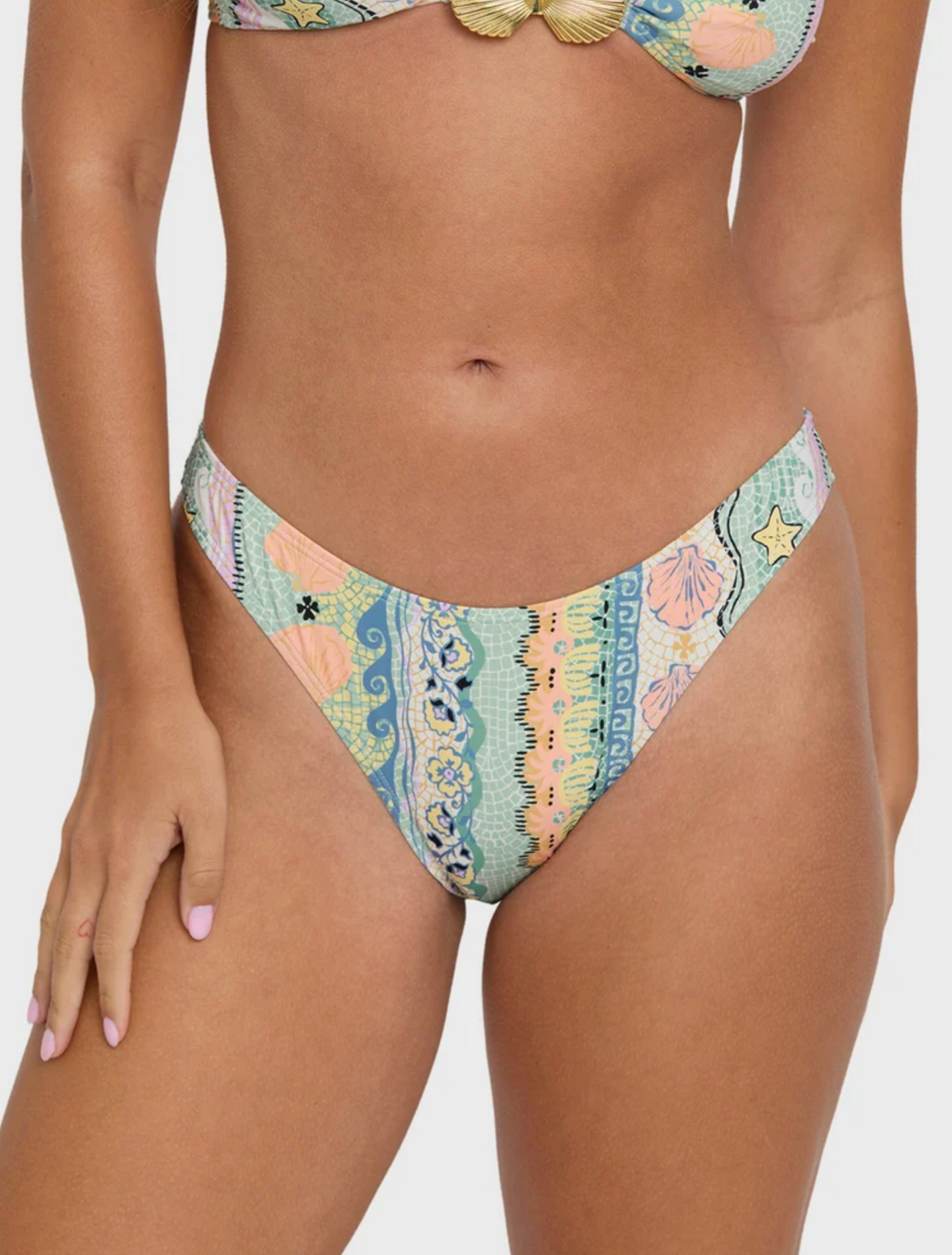 Tide Pool Maui Medium Bikini Bottoms - Light Blue Multi