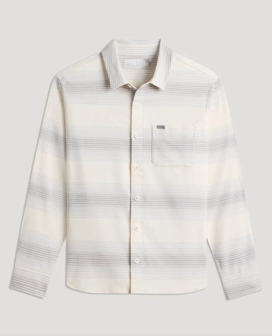 Men's Seawool Flannel Shirt - Ombre Stripe Birch