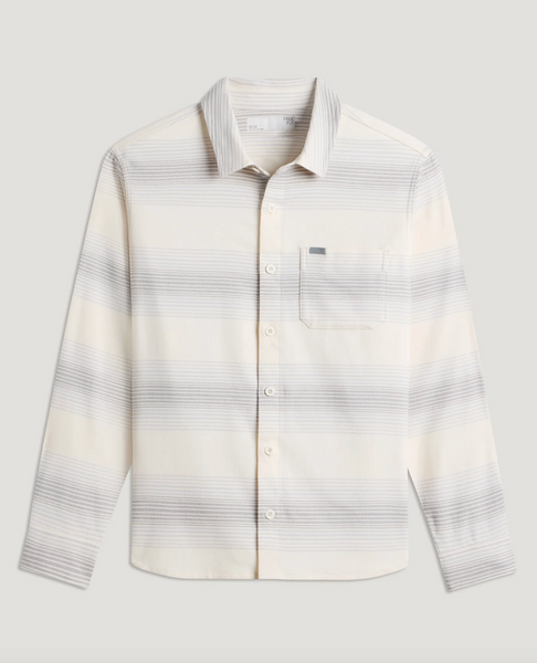 Men's Seawool Flannel Shirt - Ombre Stripe Birch