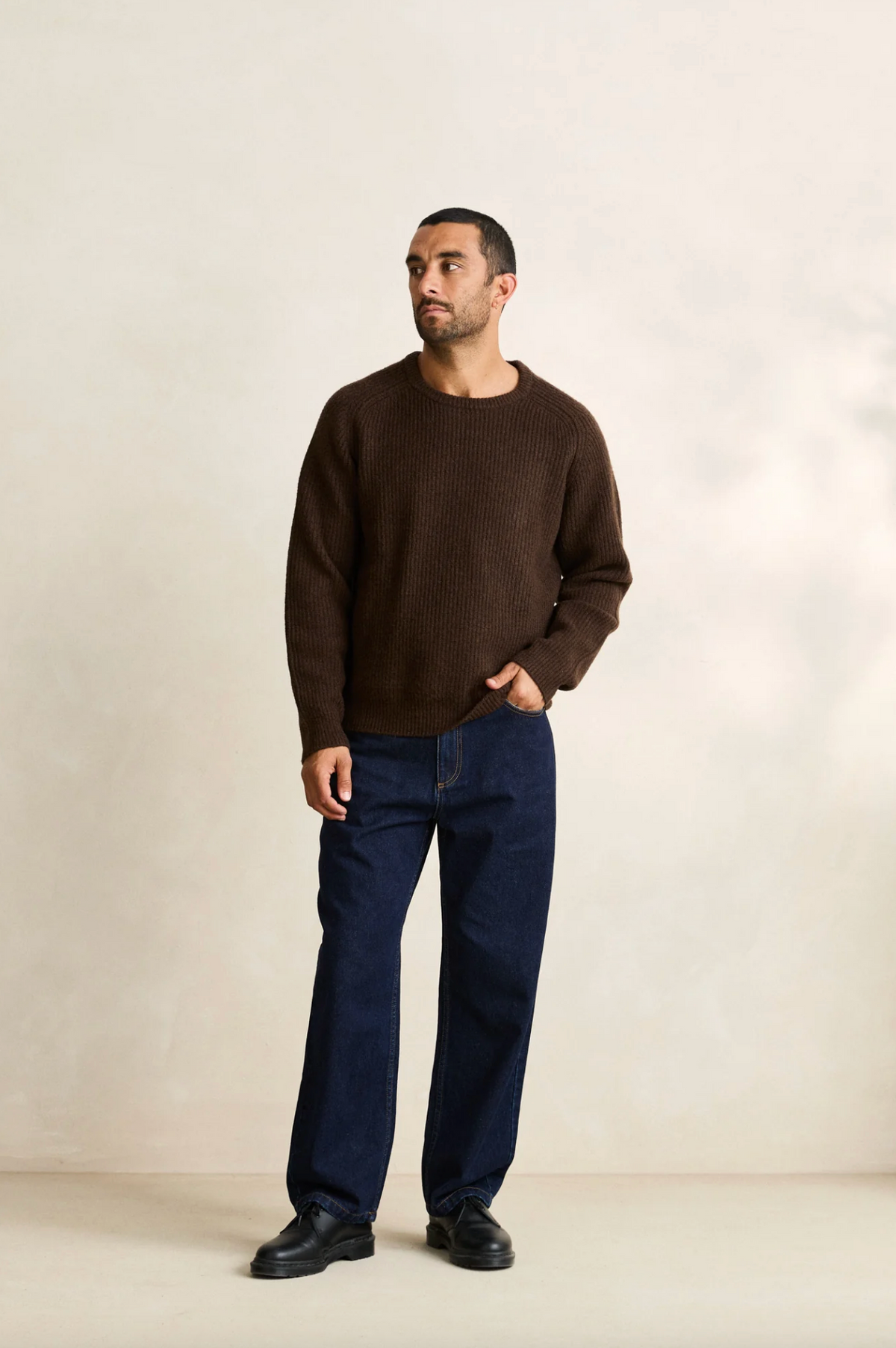 Vintage Waffle Knit Sweater - Chocolate