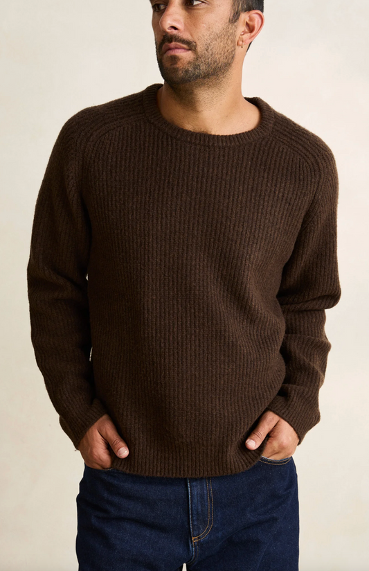 Vintage Waffle Knit Sweater - Chocolate
