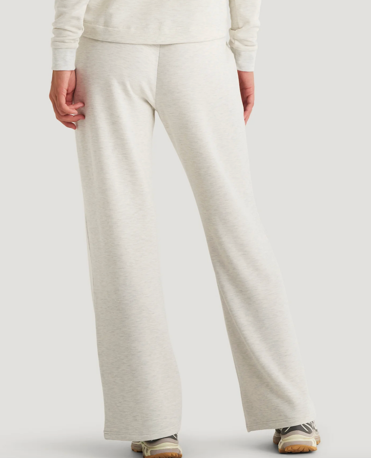 Women's Bamboo Lightweight Fleece Wide Leg Pant - Off White Heather