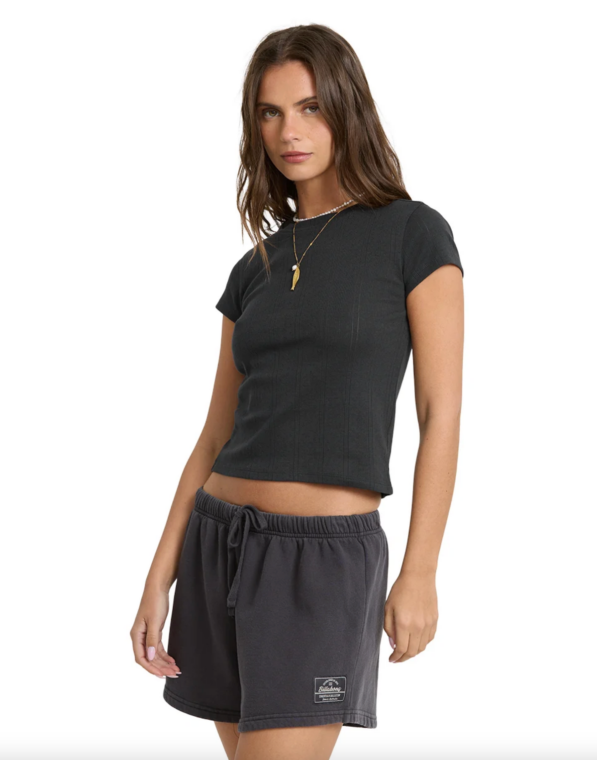 Just For You Solid Ss Tee - Black Sands
