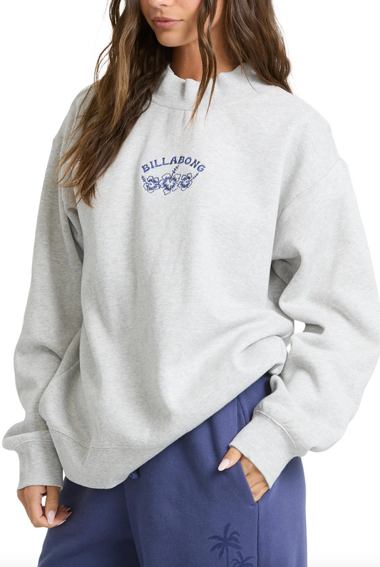 KOA Mock Neck Embroidered Sweatshirt - Heather Gray