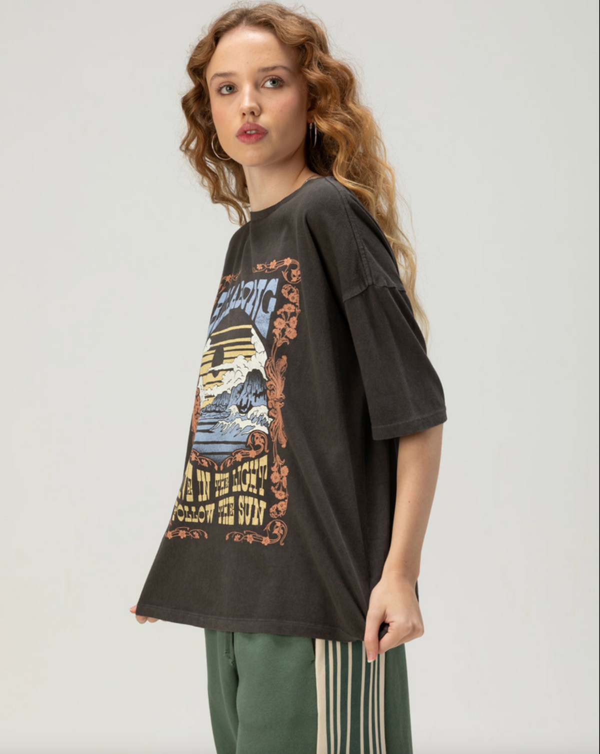 Walk With Us Womens Boyfriend Tee - Washed Black