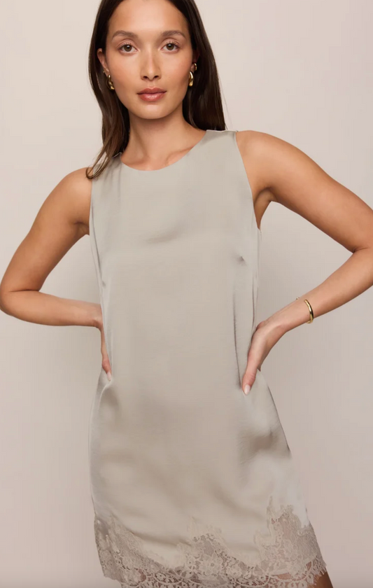 Meadow Muse Lace Mini Dress - Frosted Pearl
