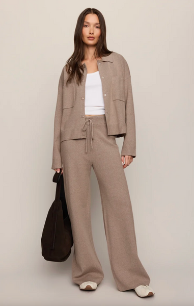 Take It Easy Wide Leg Sweater Pant - Heather Ash