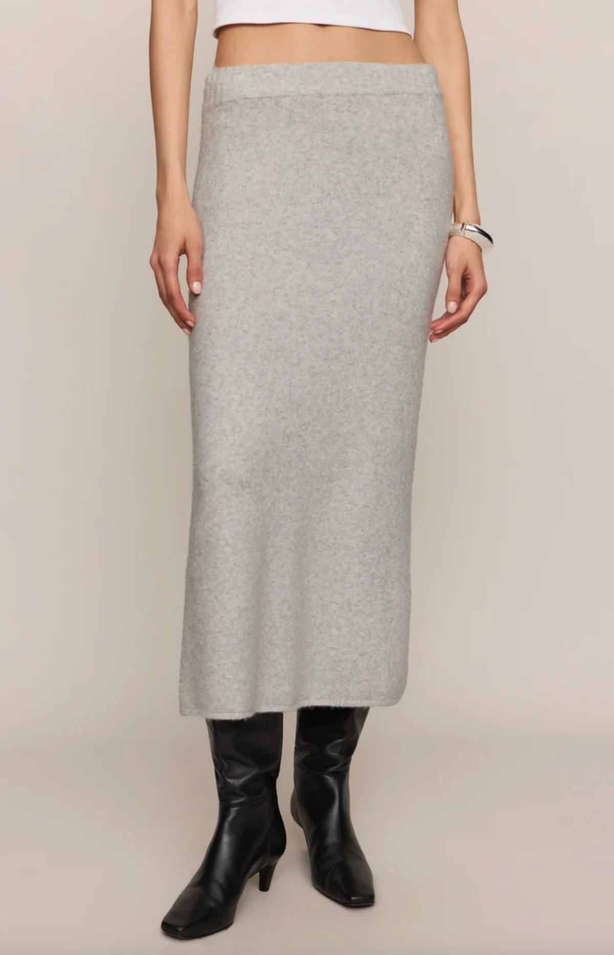 Cozy Moment Sweater Midi Skirt - Feather Grey