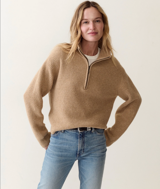 Chalet Quarter Zip Sweater - Camel