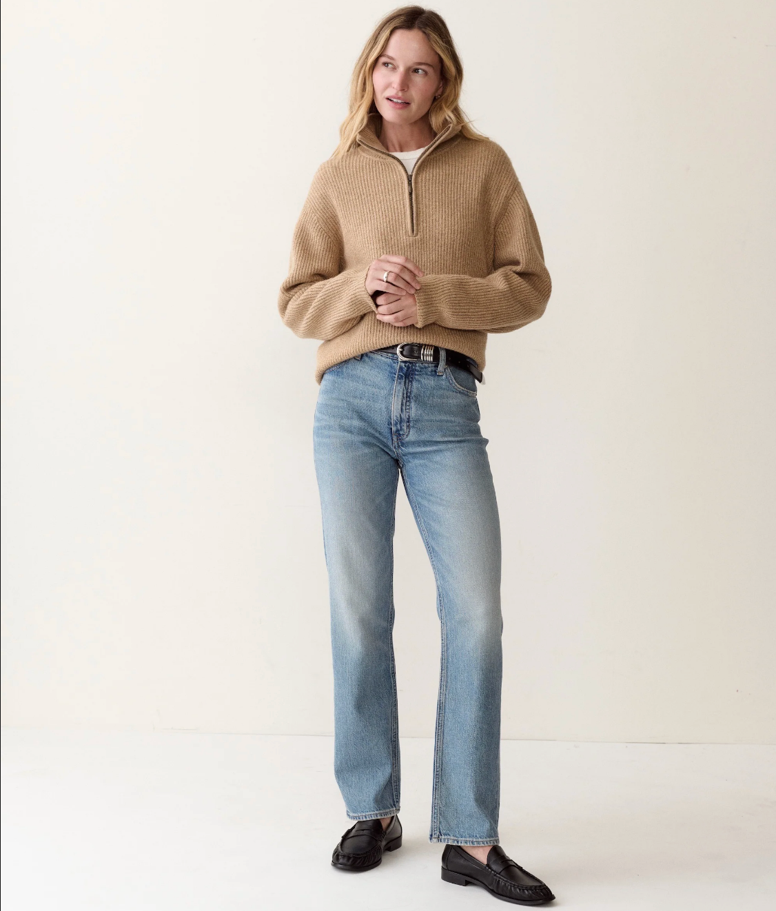 Chalet Quarter Zip Sweater - Camel